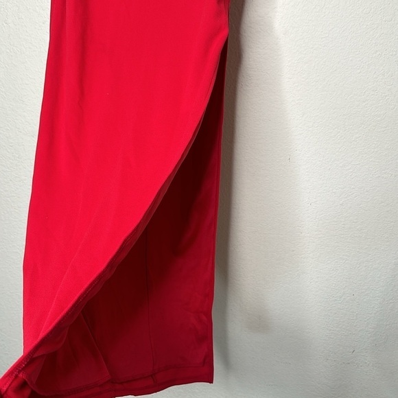Y2K Strapless Bodycon Maxi Dress High Side Slit Maxi Red Size Small Grunge Indie - Picture 3 of 6